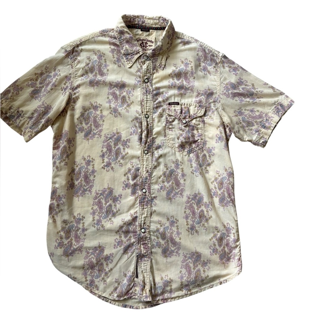 Vintage Marlboro Classics Made in Italy Paisley Western Button Down Shirt Size M